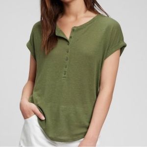 NWT Green Gap Linen Blend T shirt size LARGE